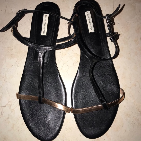 dries van noten gold sandals
